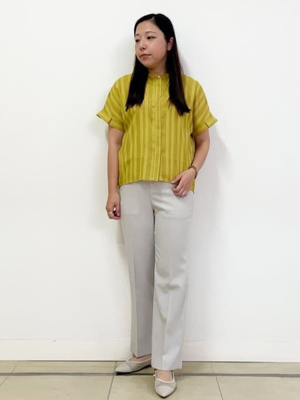 chisaさんの「Reflect｜【洗える】ドビーストライプブラウス」を使ったコーディネート