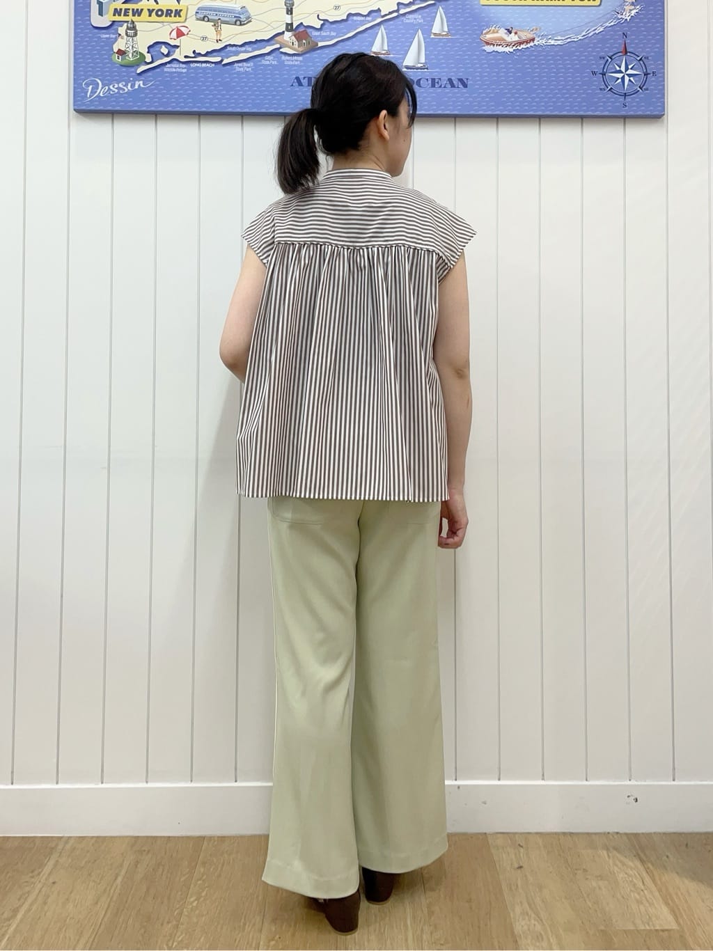 Mayaさんの「Dessin｜【洗える】ストライプ柄ギャザーブラウス」を使ったコーディネート