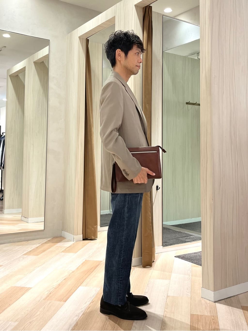 URAさんの「TAKEO KIKUCHI｜【COOL CITY WEAR】アーバンクール ジャケット /接触冷感・吸水速乾」を使ったコーディネート