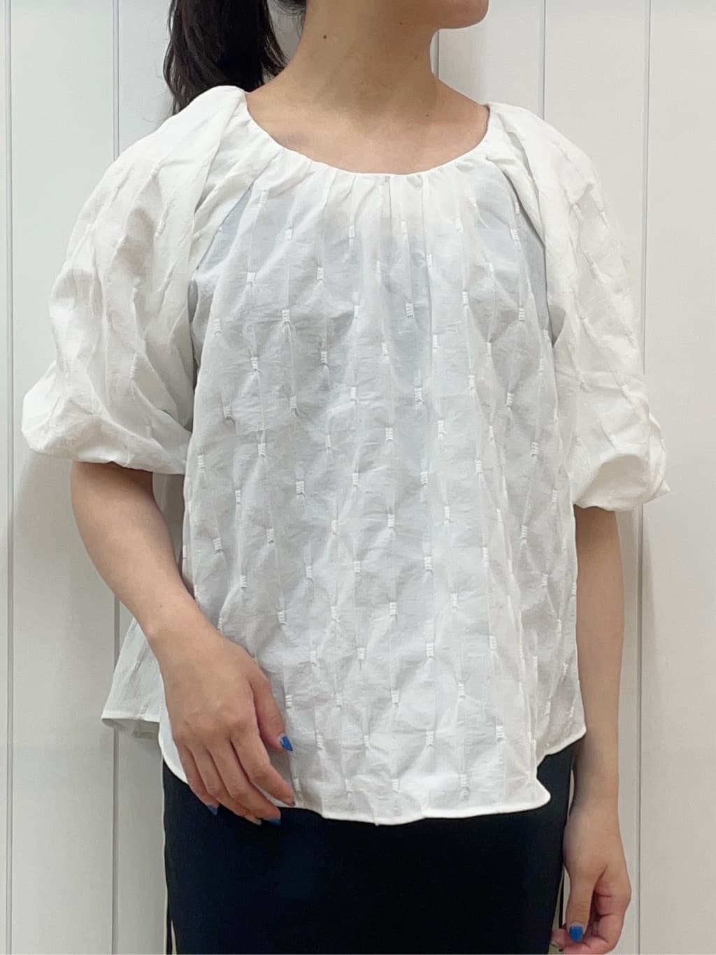 Mayaさんの「Dessin｜【洗える／五分袖】バルーンスリーブジャガードブラウス」を使ったコーディネート