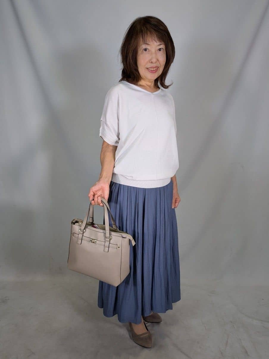 k.kazunoさんの「Reflect｜【選べる7色◎／手洗い可／二の腕カバー】半袖ニット」を使ったコーディネート