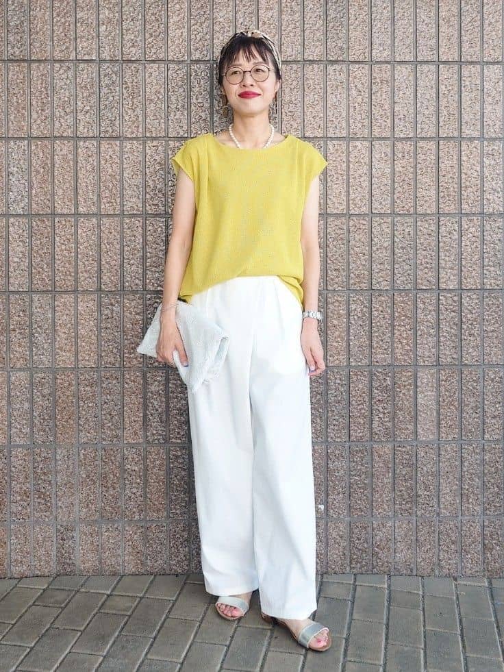 MUTSUKOさんの「UNTITLED｜【ジャージ素材】インナードッキングシアーカットソー」を使ったコーディネート