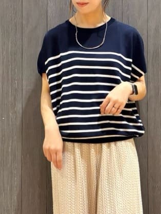 meiさんの「SHOO･LA･RUE｜【ひんやり/S-LL】さらさらな肌触りが心地よい フレンチスリーブニット」を使ったコーディネート