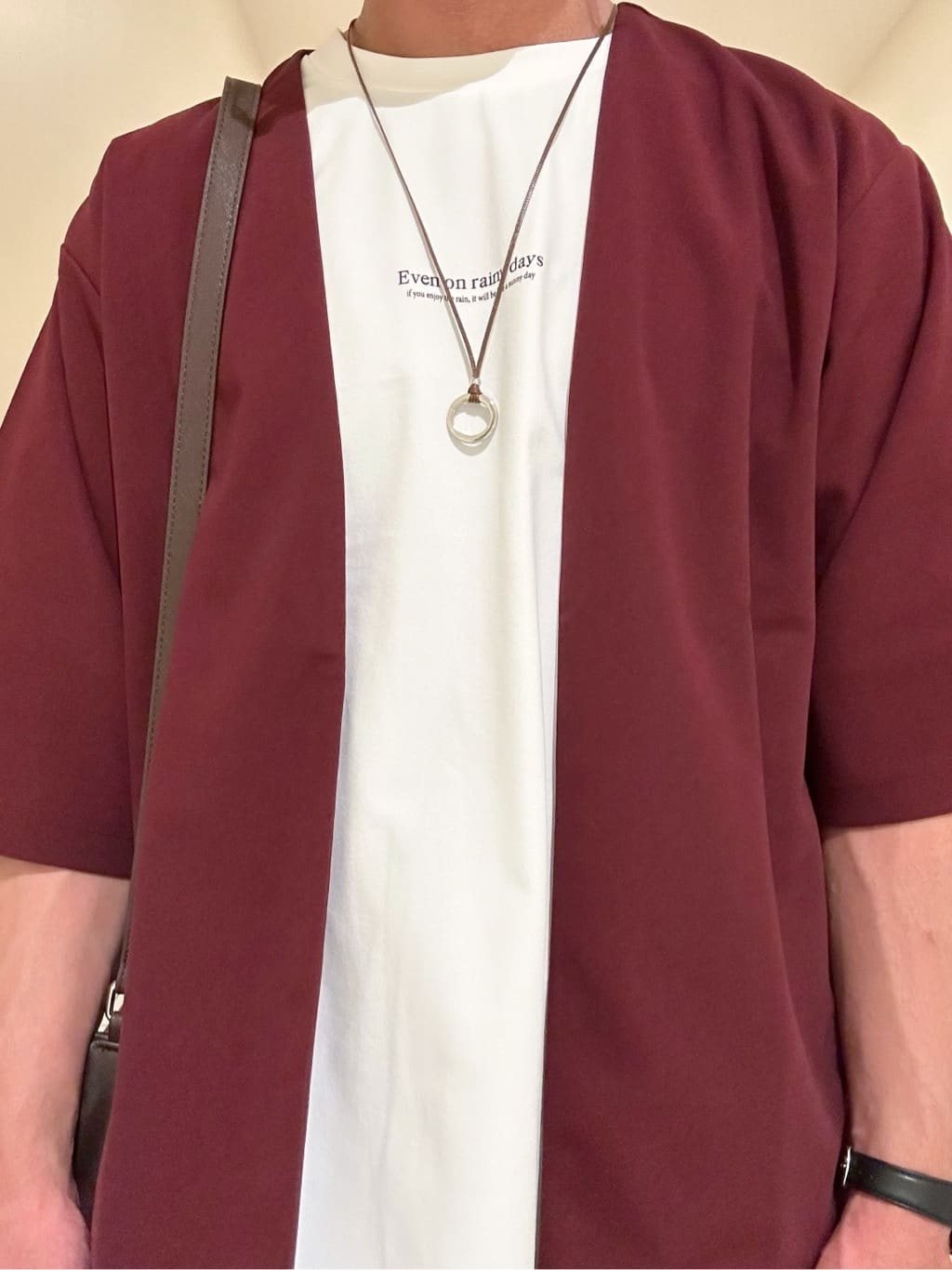KENJI Iさんの「THE SHOP TK｜五分袖カーディガン+半袖Tシャツセットアイテム 洗濯機OK」を使ったコーディネート