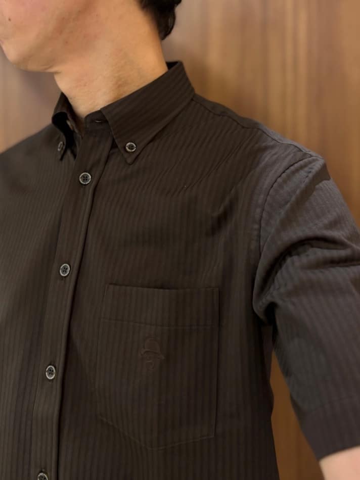 かたやまさんの「TAKEO KIKUCHI｜【COOL CITY WEAR】ストライプジャージ ボタンダウンシャツ /接触冷感」を使ったコーディネート