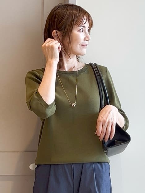 yamakoさんの「grove｜ひんやり多機能・やわらかドライタッチ五分袖プルオーバー」を使ったコーディネート