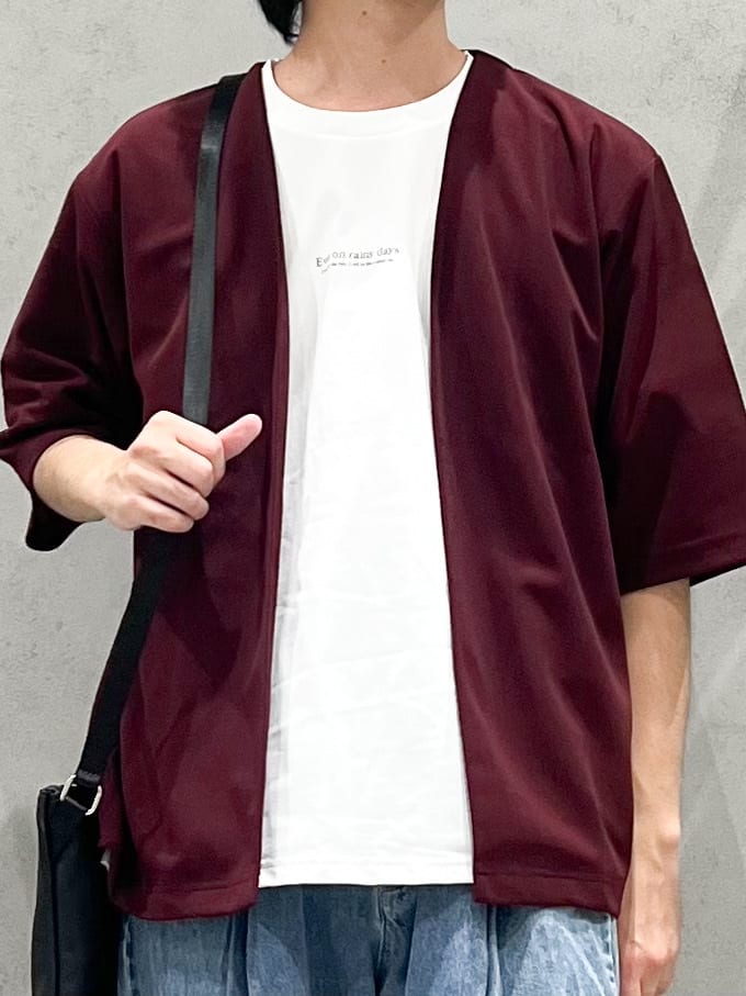 SHI-MAさんの「THE SHOP TK｜五分袖カーディガン+半袖Tシャツセットアイテム 洗濯機OK」を使ったコーディネート