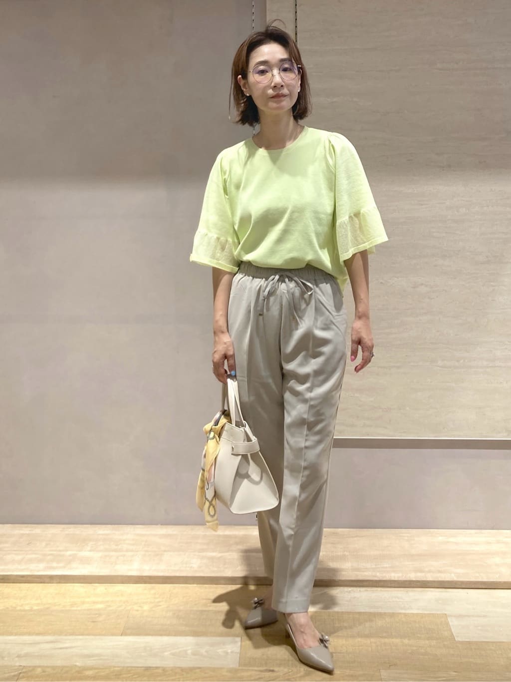 たけねぇさんの「OPAQUE.CLIP｜《5色展開》シアーフレアスリーブニット【洗濯機洗い可】」を使ったコーディネート