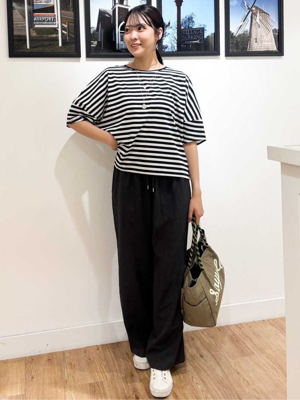 Ririkaさんの「Dessin｜【二の腕カバー／UVカット】ロールアップスリーブ裾ギャザーカットソー」を使ったコーディネート