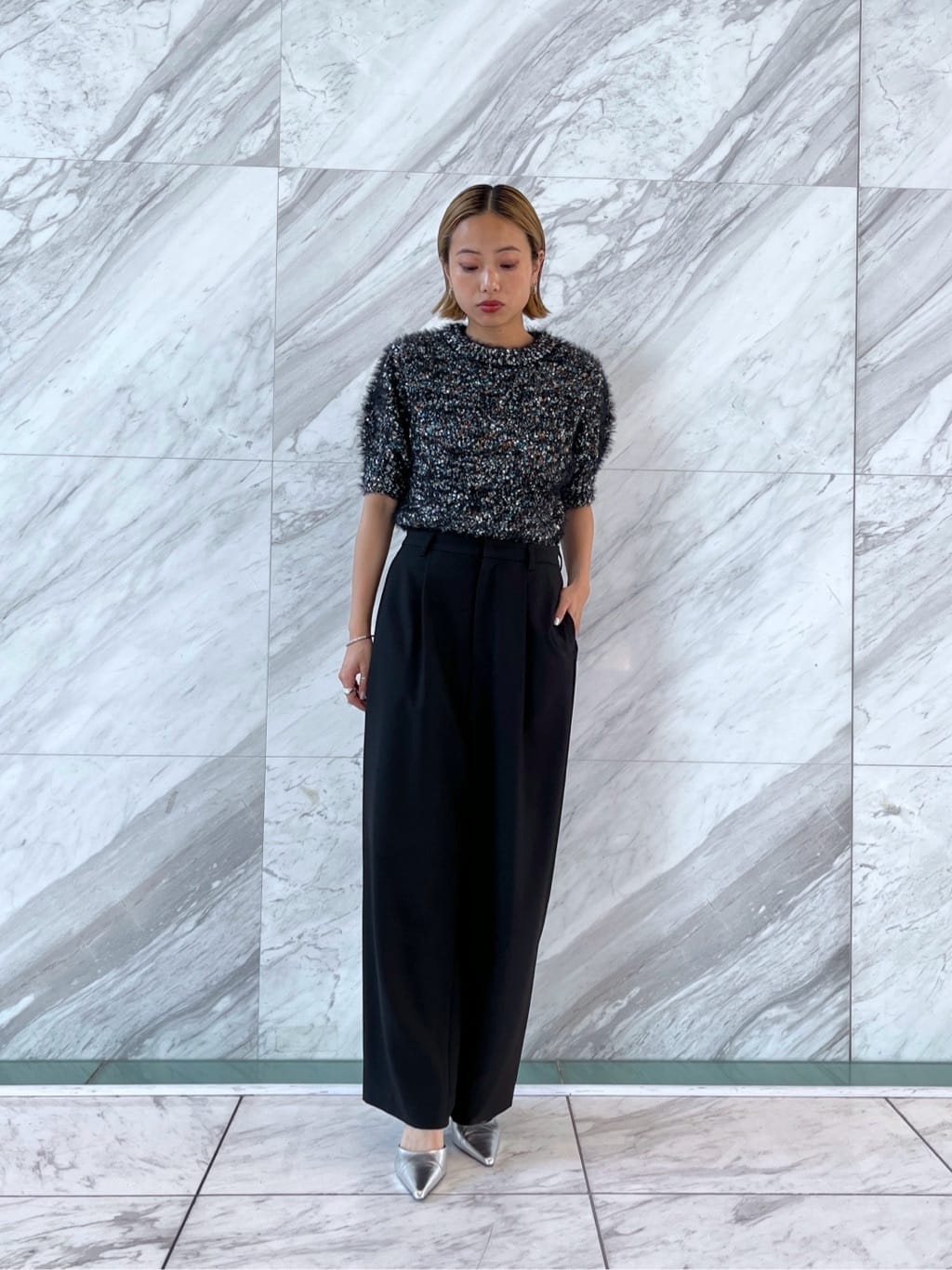 Harukaさんの「INDIVI｜カラーネップニット」を使ったコーディネート