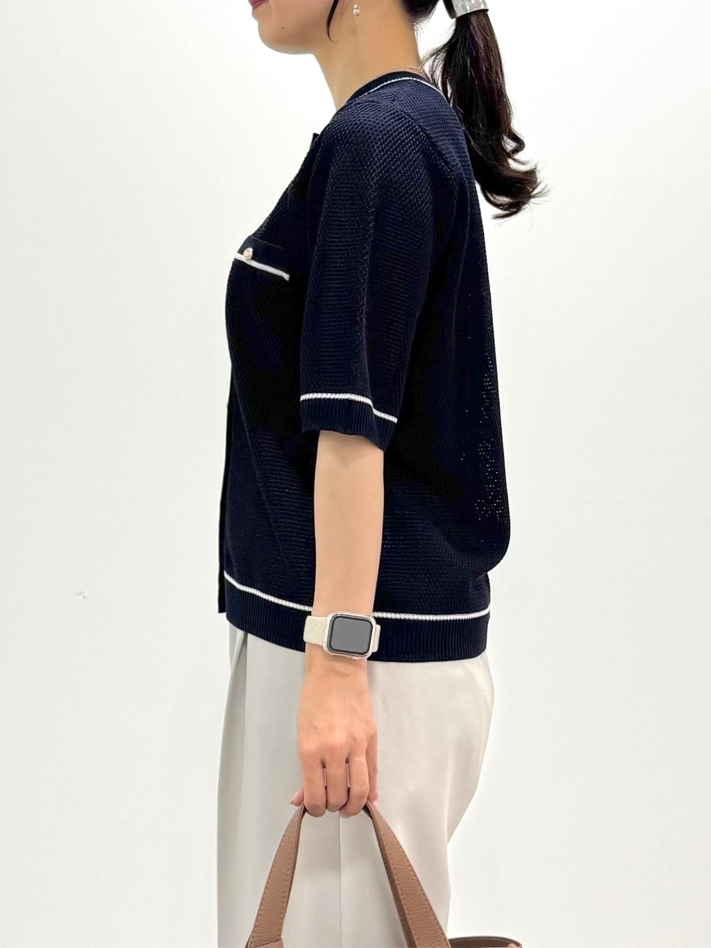kozuさんの「index｜バイカラー半袖カーディガン【洗える／抗ピル】」を使ったコーディネート