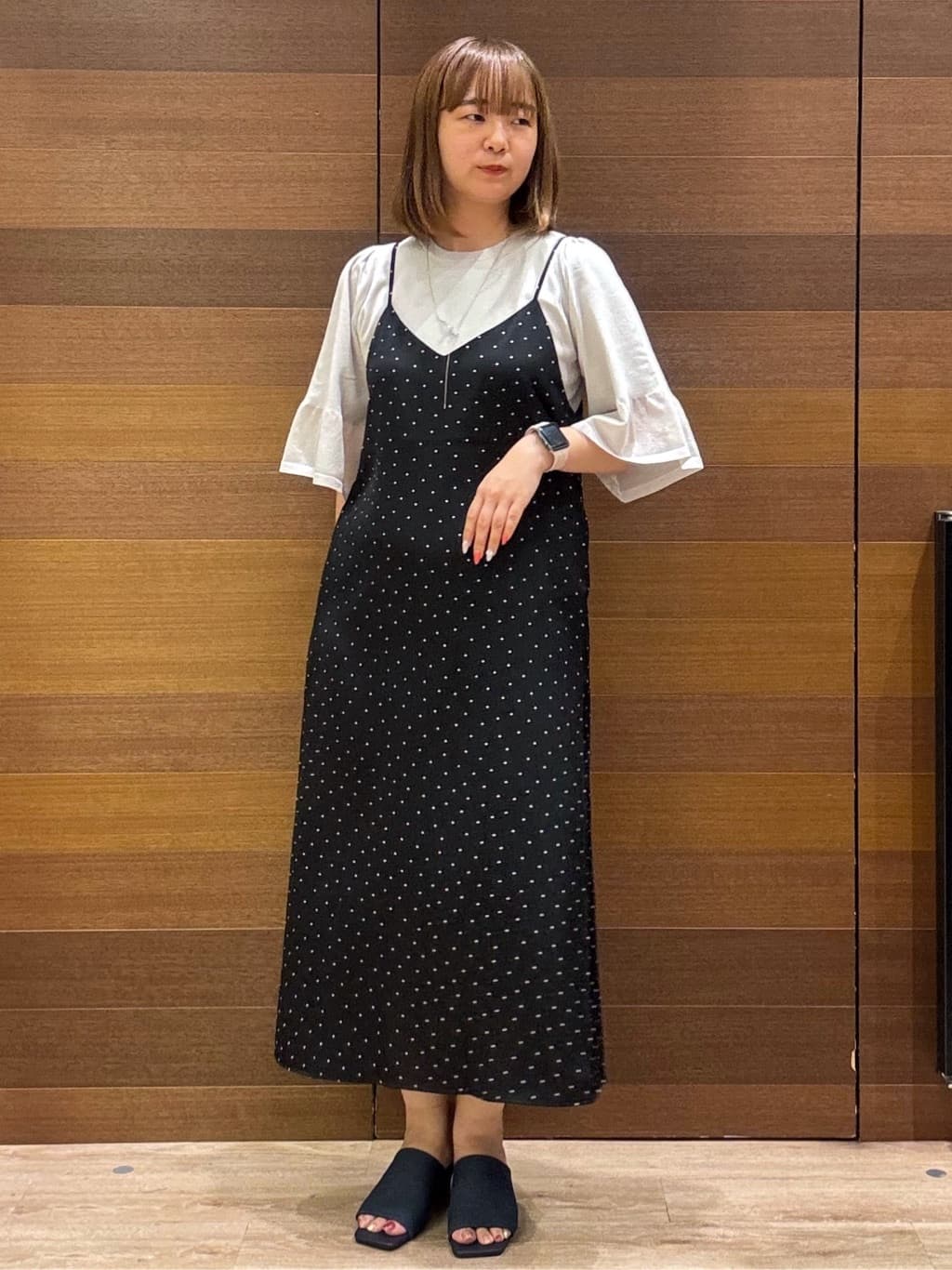 yumeさんの「OPAQUE.CLIP｜《5色展開》シアーフレアスリーブニット【洗濯機洗い可】」を使ったコーディネート