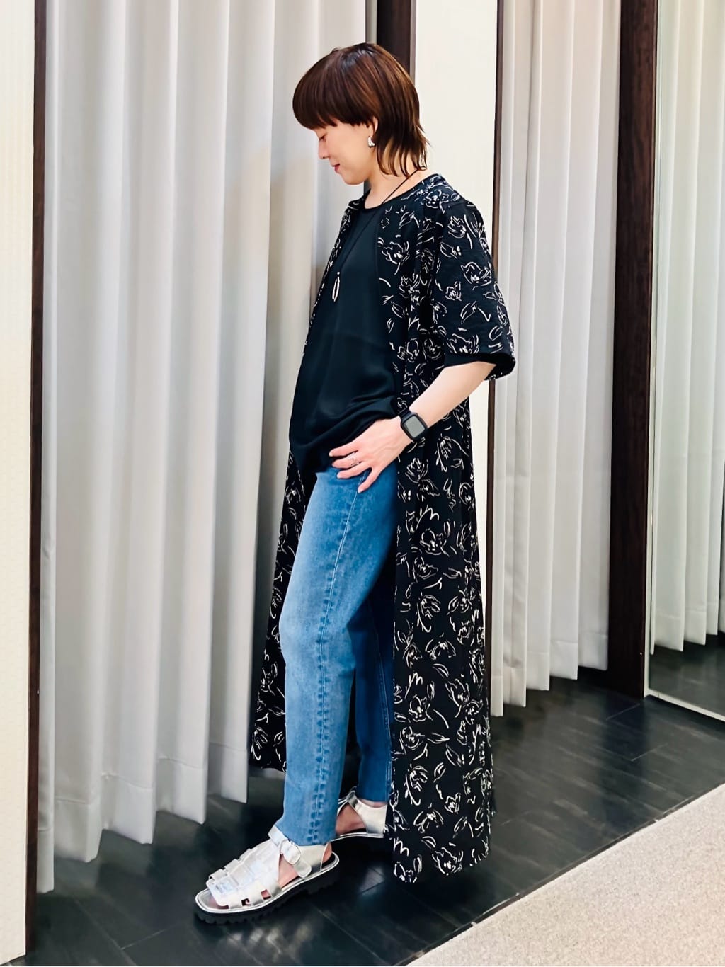 YUKIさんの「INDIVI｜【洗える】裾シアー半袖トップス」を使ったコーディネート