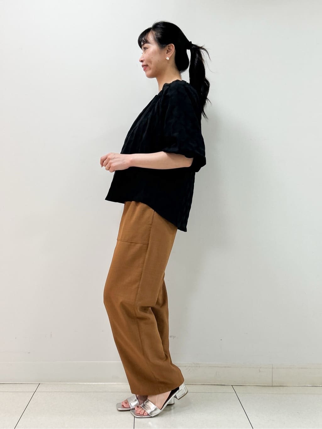 Kaiさんの「Dessin｜【洗える／五分袖】バルーンスリーブジャガードブラウス」を使ったコーディネート