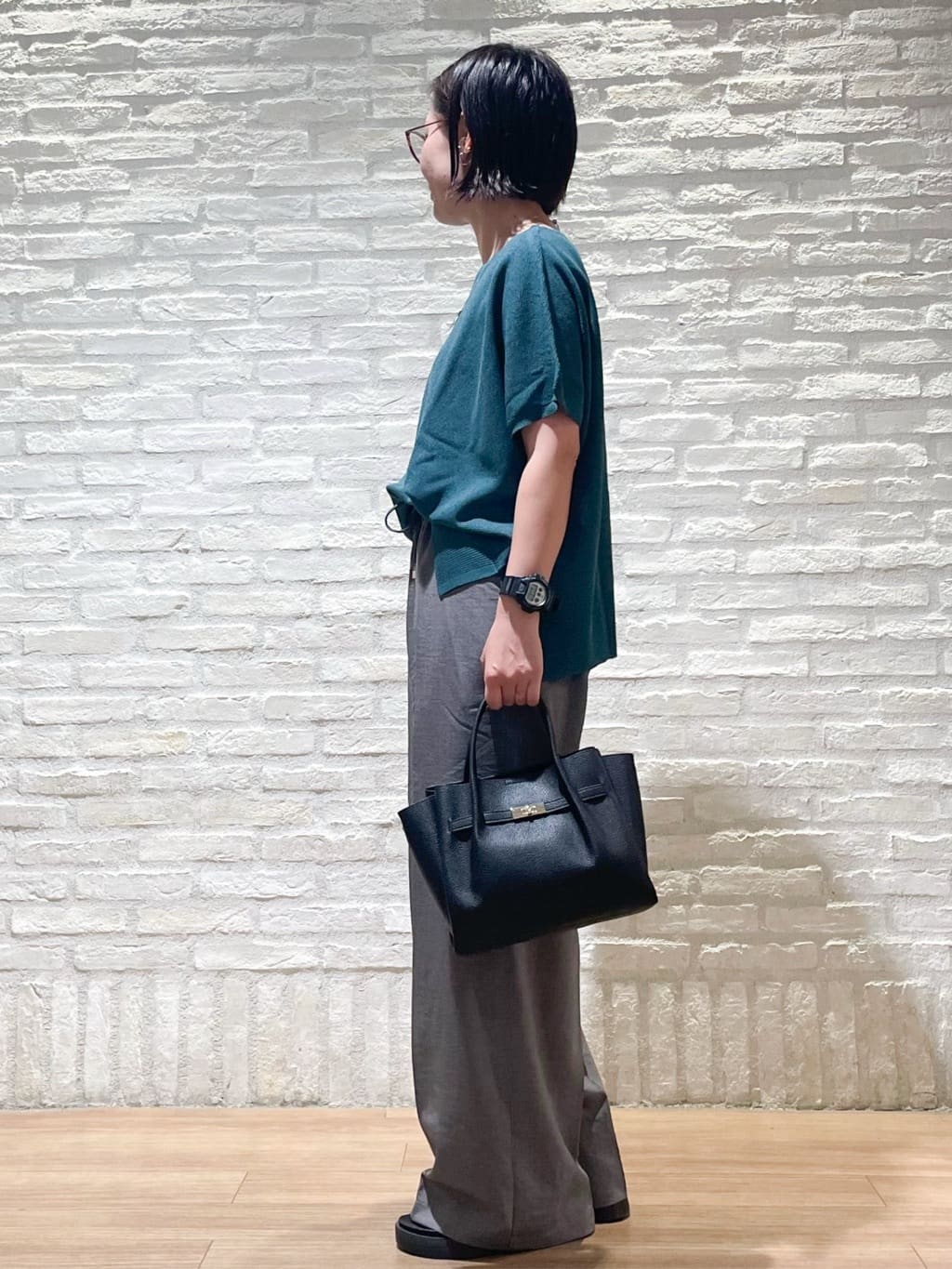 シゲリさんの「OPAQUE.CLIP｜《5色展開／S-LLサイズ》リラクシーメッシュニット【洗濯機洗い可】」を使ったコーディネート