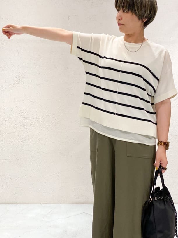 ばっちょさんの「grove｜【接触冷感】見た目はきちんと、着心地はらくちん クロップドベイカーパンツ」を使ったコーディネート