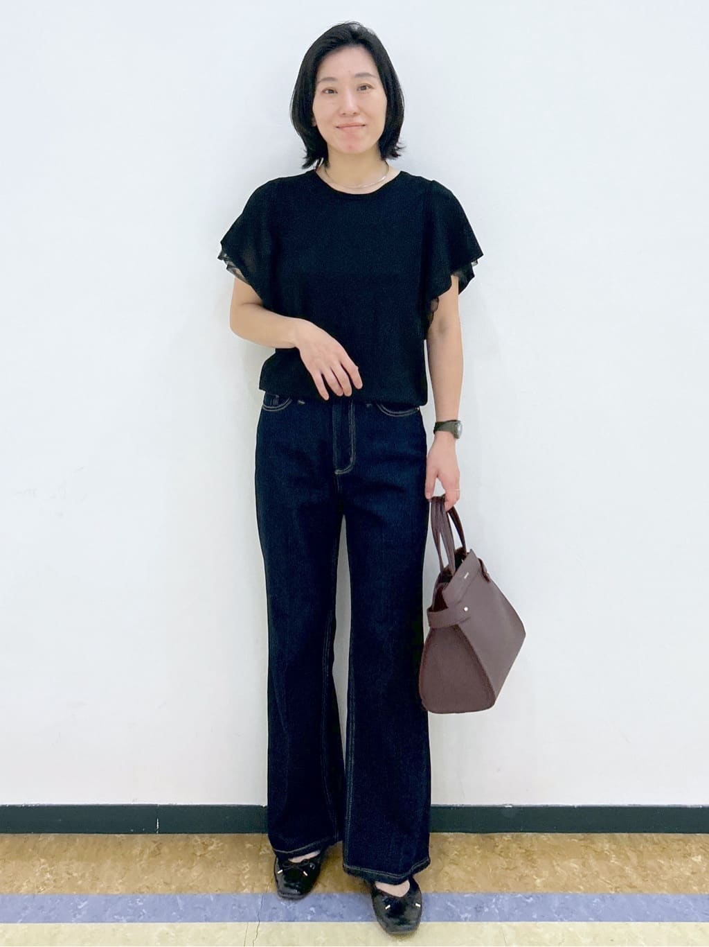 su.さんの「index｜《丈が選べる》ストレートデニムパンツ【洗濯機洗い可】」を使ったコーディネート