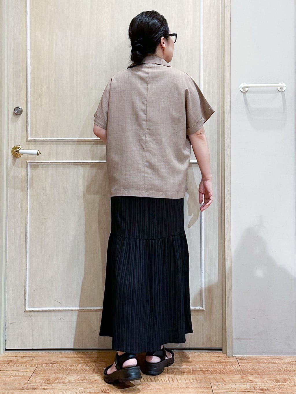 umeさんの「SHOO･LA･RUE｜【S-LL】さらりと着たい大人のための 麻調半袖ジャケット」を使ったコーディネート