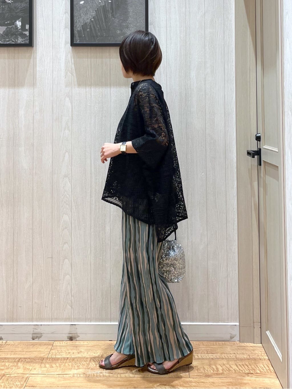 shirayuuuさんの「SHOO･LA･RUE｜【洗濯機可/柄が選べる】さらさら楽ちん プリーツ ワイドパンツ」を使ったコーディネート