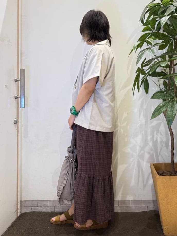misakiさんの「SHOO･LA･RUE｜【S-LL】さらりと着たい大人のための 麻調半袖ジャケット」を使ったコーディネート