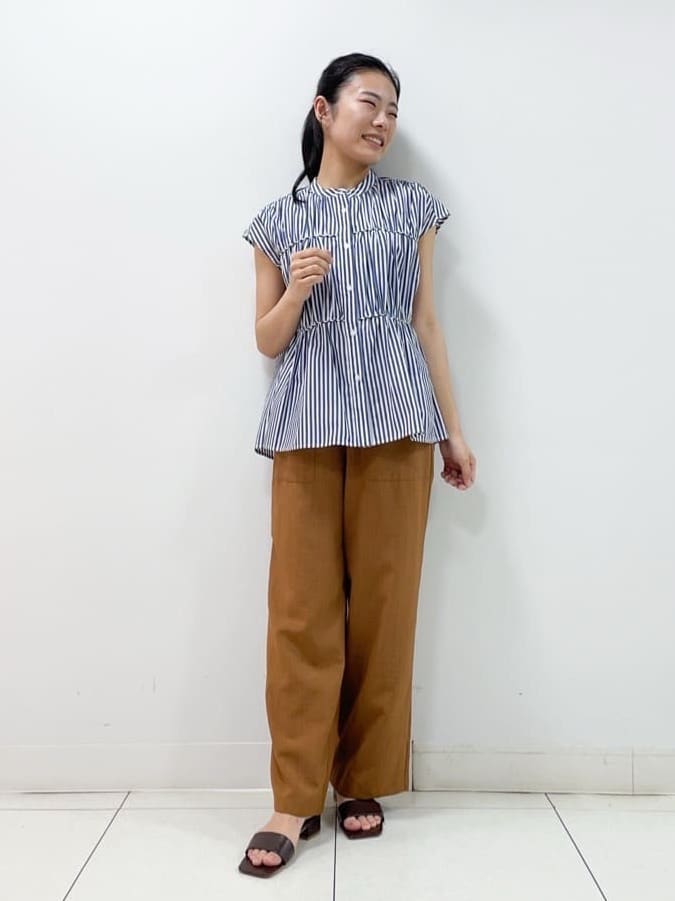 yasuokaさんの「Dessin｜【ウエストゴム・洗える】アウトポケットワイドパンツ（XS～L）」を使ったコーディネート