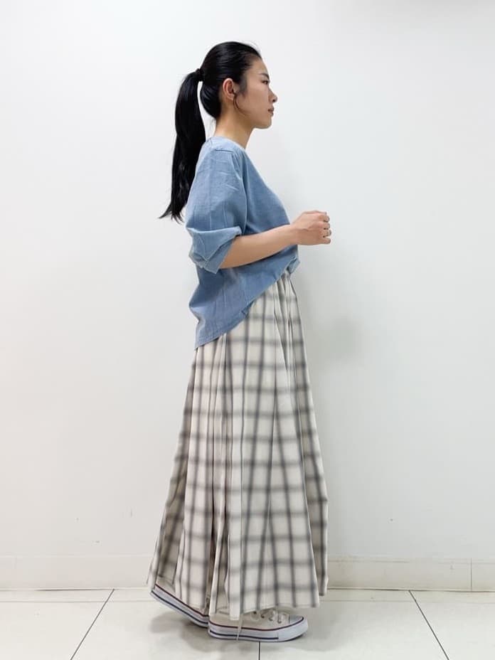 yasuokaさんの「Dessin｜【洗える】インディゴ天竺デニム調カットソー」を使ったコーディネート