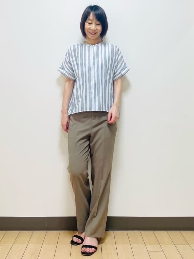 Riiさんの「Reflect｜【洗える】ドビーストライプブラウス」を使ったコーディネート