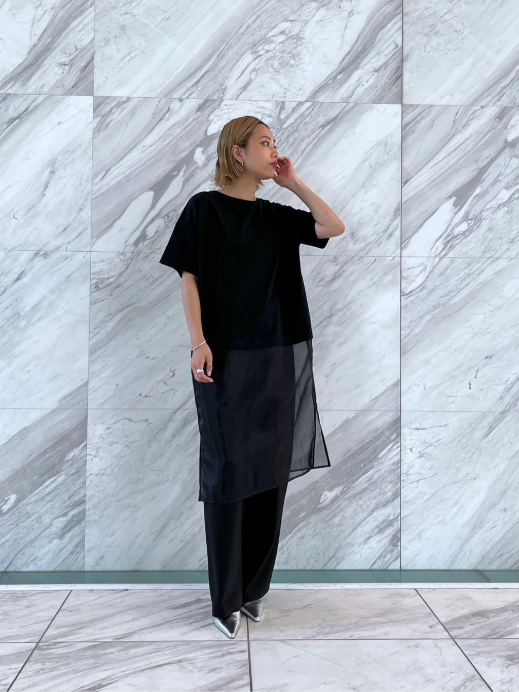 Harukaさんの「INDIVI｜シアードッキングTシャツ」を使ったコーディネート