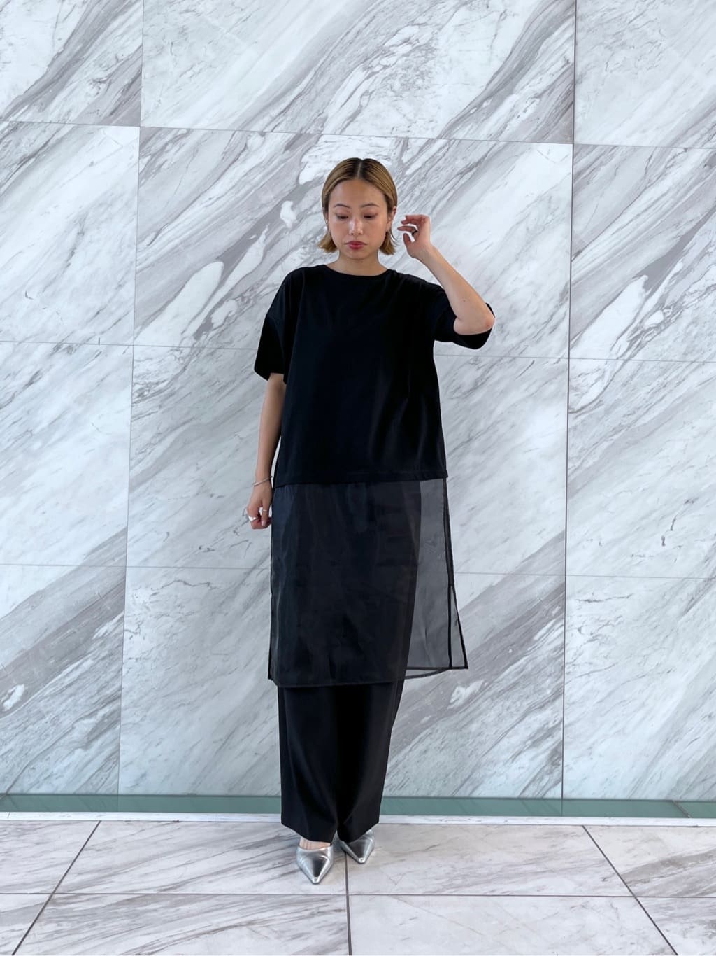 Harukaさんの「INDIVI｜シアードッキングTシャツ」を使ったコーディネート