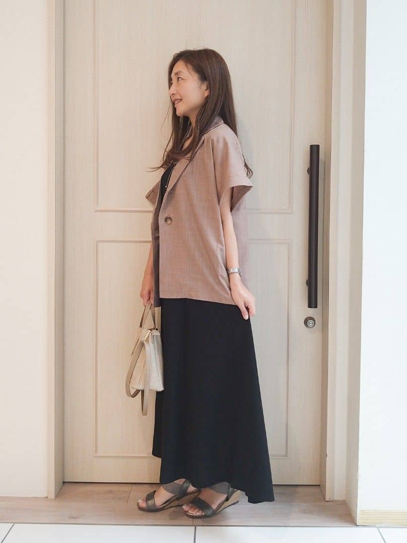 mi-saさんの「SHOO･LA･RUE｜【S-LL】さらりと着たい大人のための 麻調半袖ジャケット」を使ったコーディネート