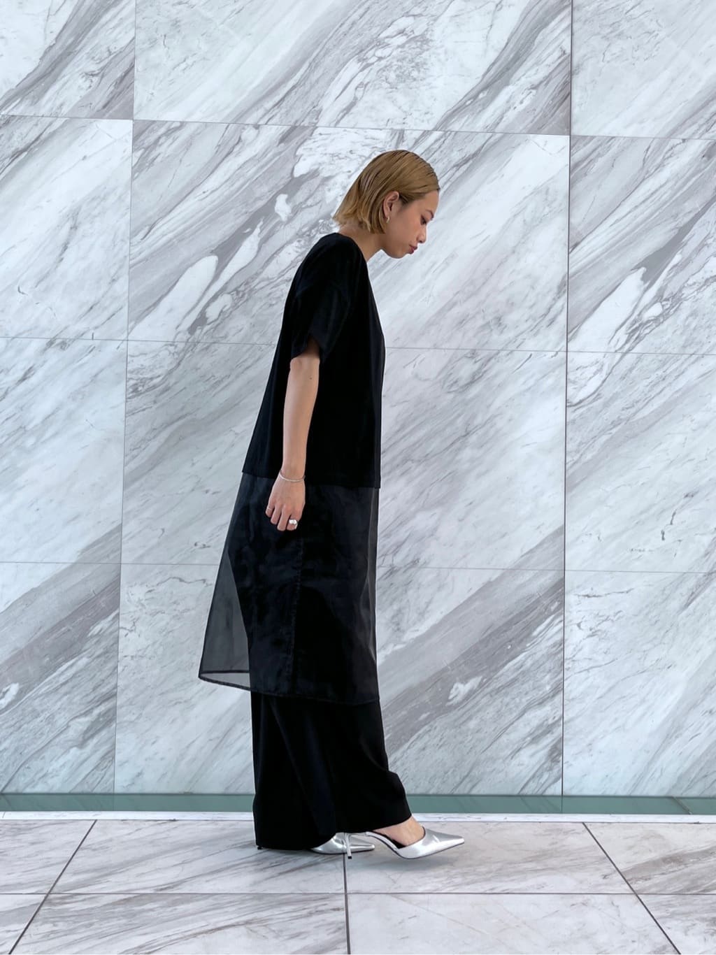 Harukaさんの「INDIVI｜シアードッキングTシャツ」を使ったコーディネート
