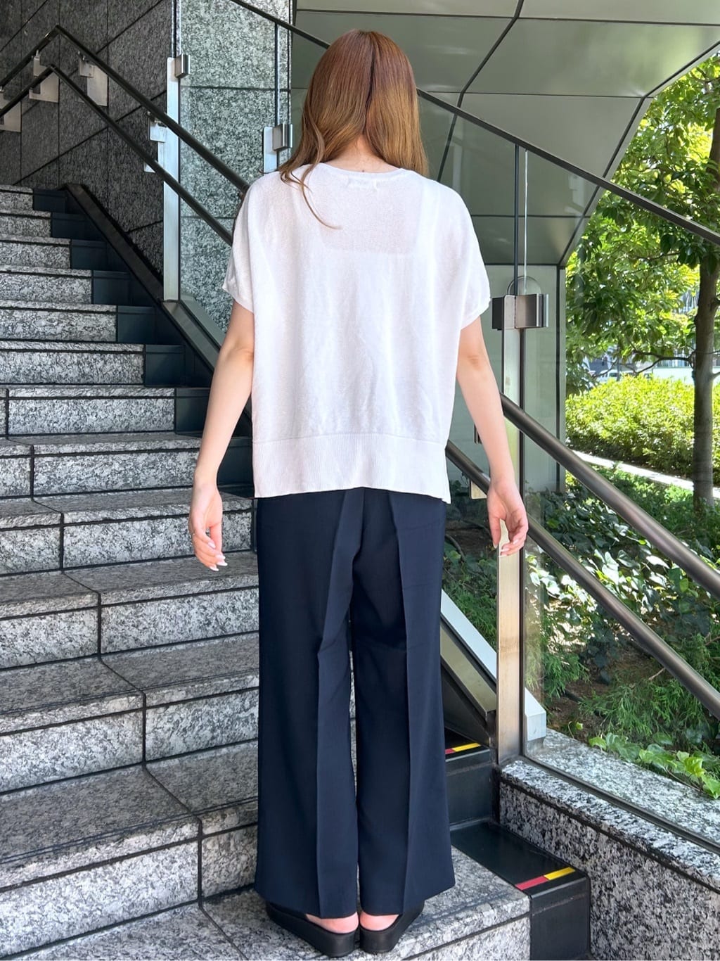 Risaさんの「OPAQUE.CLIP｜《5色展開／S-LLサイズ》リラクシーメッシュニット【洗濯機洗い可】」を使ったコーディネート