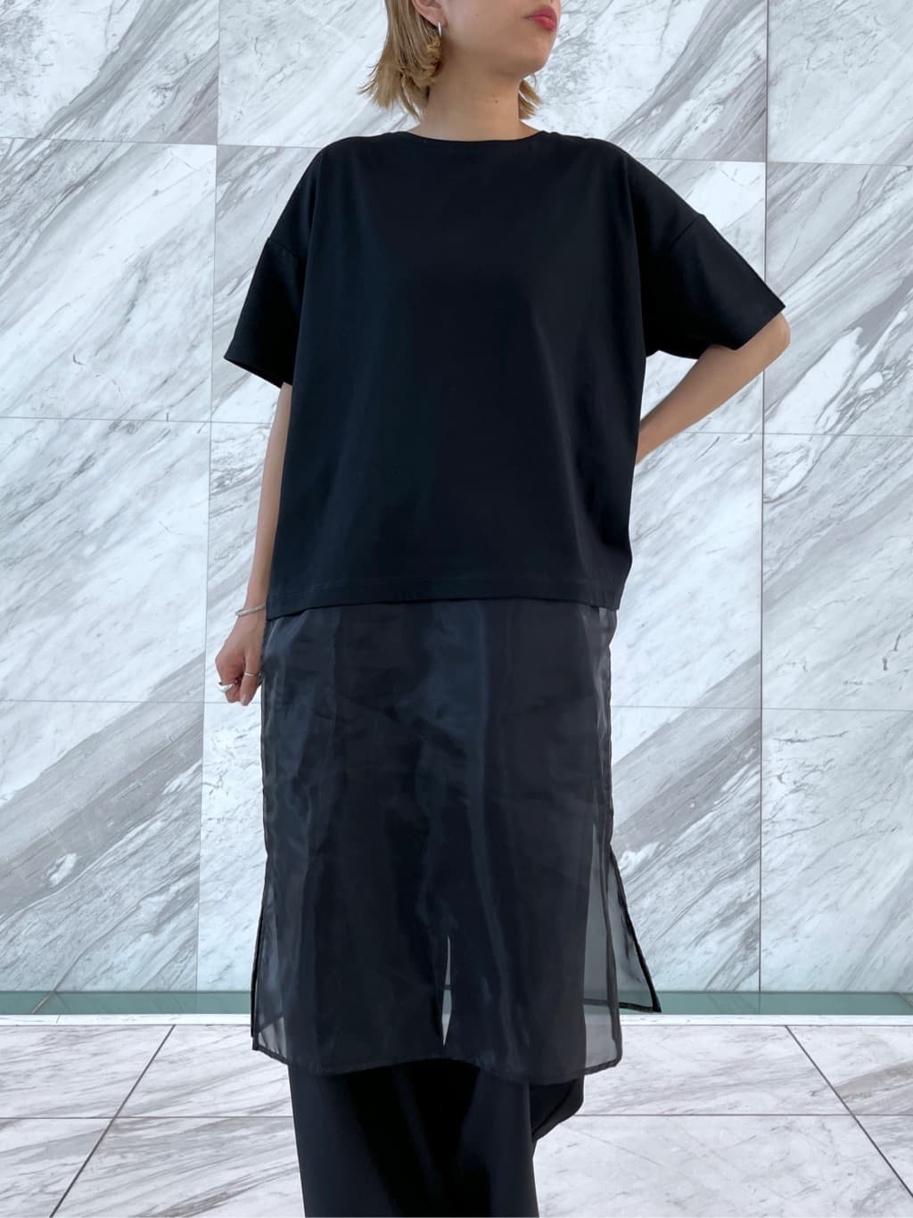 Harukaさんの「INDIVI｜シアードッキングTシャツ」を使ったコーディネート