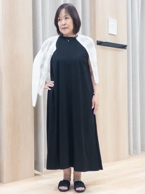 ゆみさんの「grove｜シアーボーダーカーディガン」を使ったコーディネート