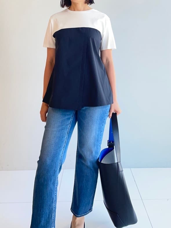 murayamaさんの「INDIVI｜【褒められデニム】スリムストレート デニムパンツ」を使ったコーディネート