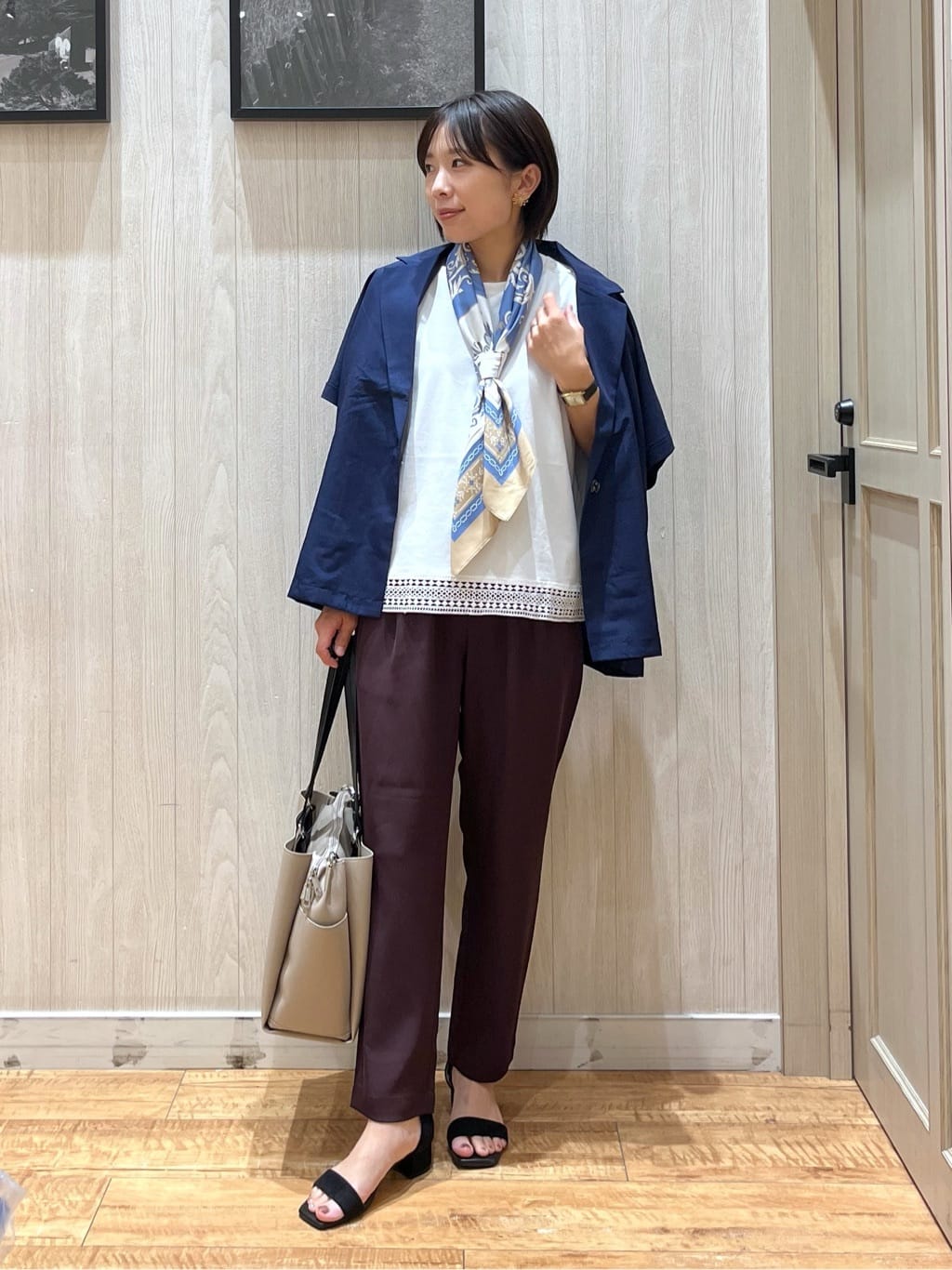 shirayuuuさんの「SHOO･LA･RUE｜【S-LL】さらりと着たい大人のための 麻調半袖ジャケット」を使ったコーディネート