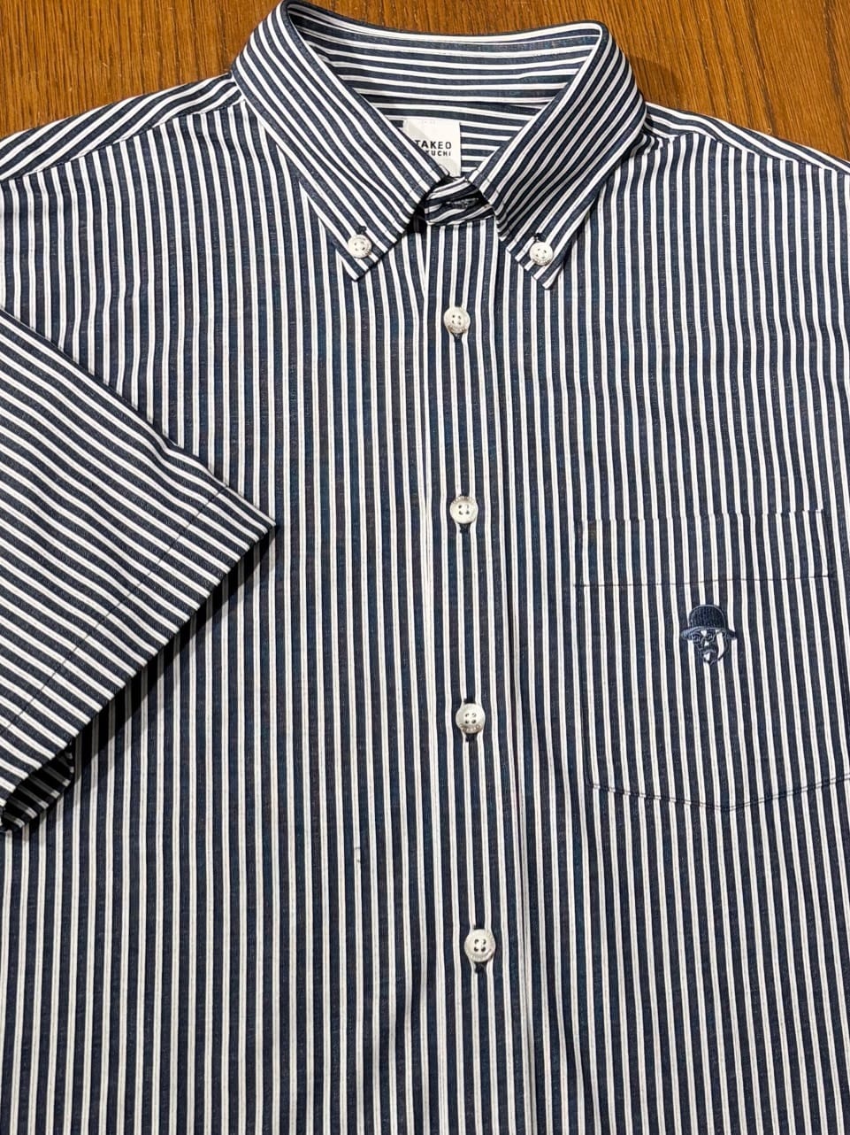 のぐみさんの「TAKEO KIKUCHI｜【COOL CITY WEAR】ストライプジャージ ボタンダウンシャツ /接触冷感」を使ったコーディネート