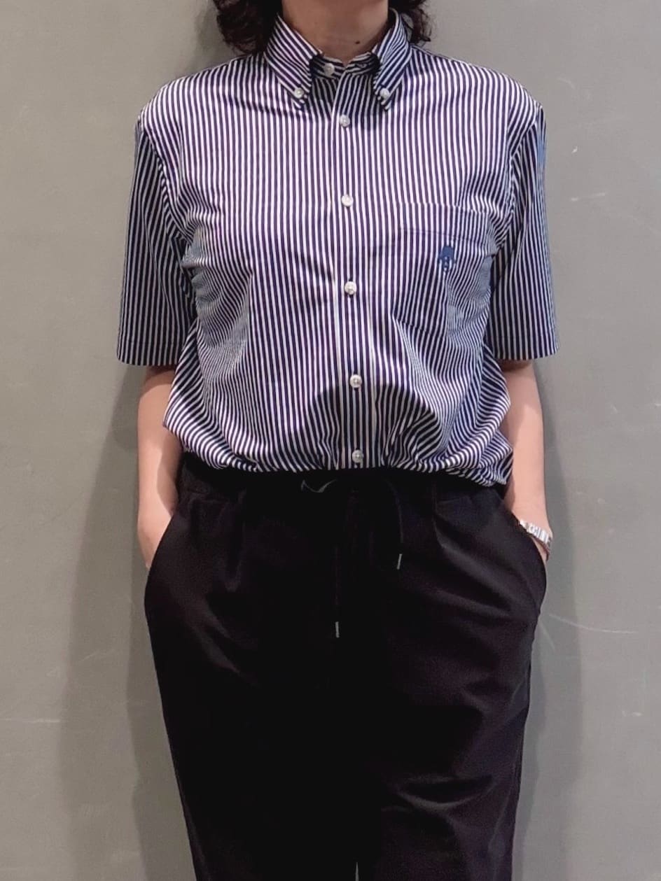 のぐみさんの「TAKEO KIKUCHI｜【COOL CITY WEAR】ストライプジャージ ボタンダウンシャツ /接触冷感」を使ったコーディネート