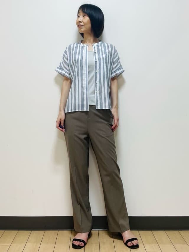 Riiさんの「Reflect｜【洗える】ドビーストライプブラウス」を使ったコーディネート