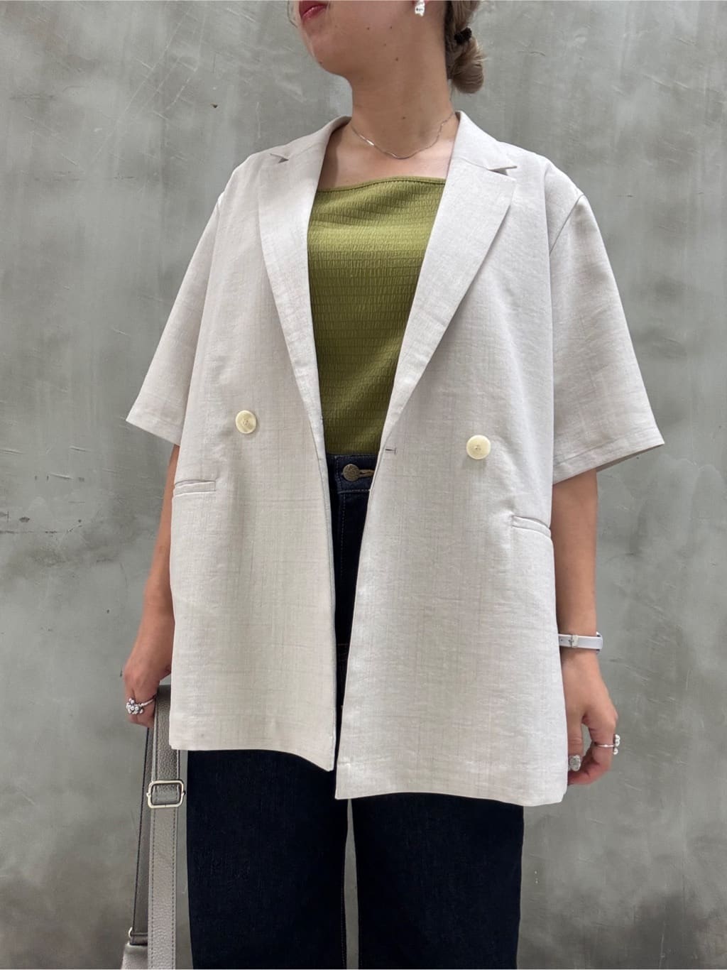 minaさんの「grove｜◆ジャカードスクエアネックタンク」を使ったコーディネート