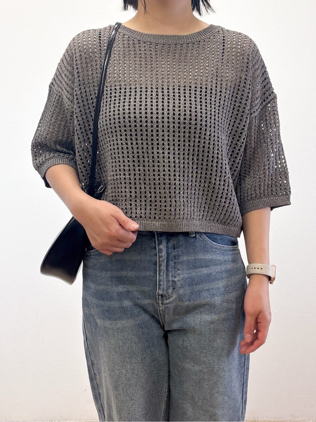 Takeさんの「OPAQUE.CLIP｜2WAY ラメメッシュニット【洗濯機洗い可／抗ピル】」を使ったコーディネート