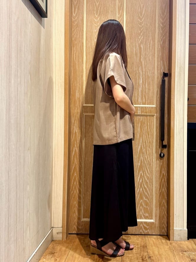 KAORIさんの「SHOO･LA･RUE｜【S-LL】さらりと着たい大人のための 麻調半袖ジャケット」を使ったコーディネート