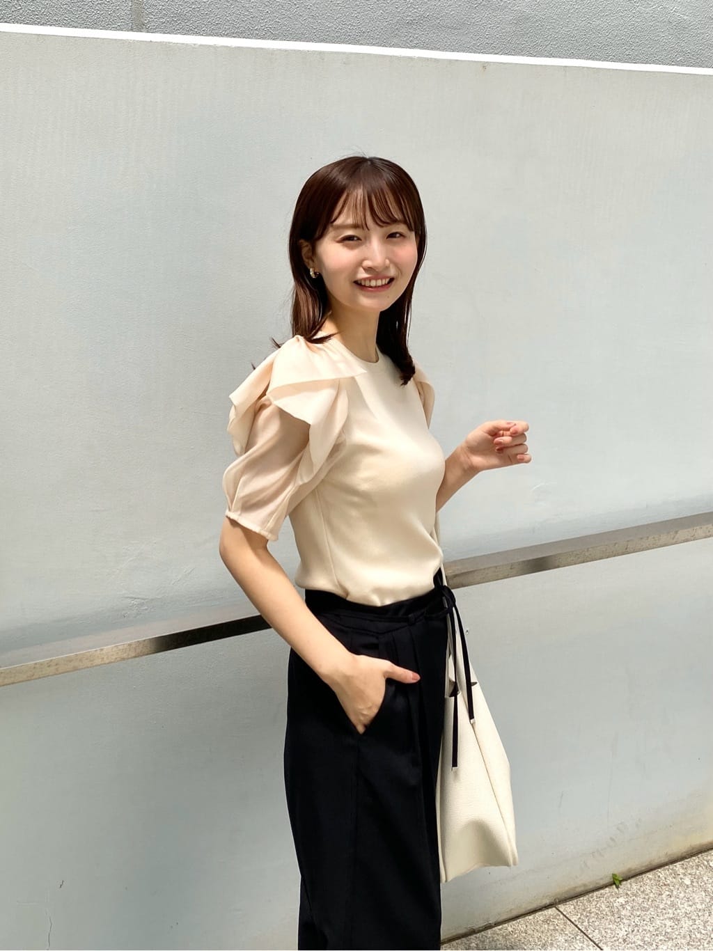 みさかさんの「index｜リボンスリーブドッキングニット【洗濯機洗い可／抗ピル】」を使ったコーディネート