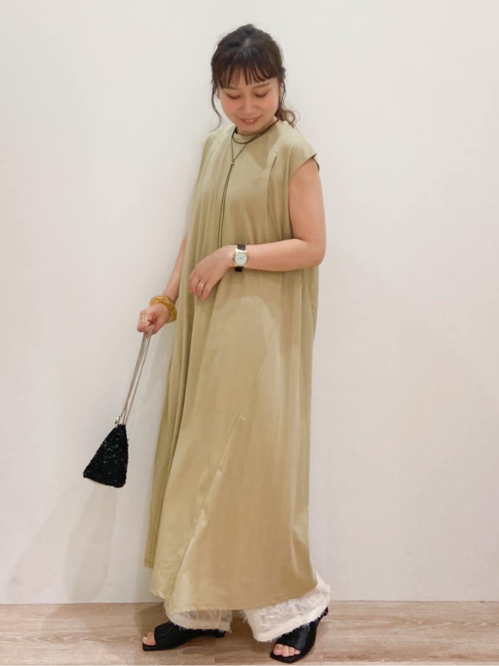 risayanさんの「OPAQUE.CLIP｜カットソーフレアワンピース【接触冷感／洗濯機洗い可】」を使ったコーディネート
