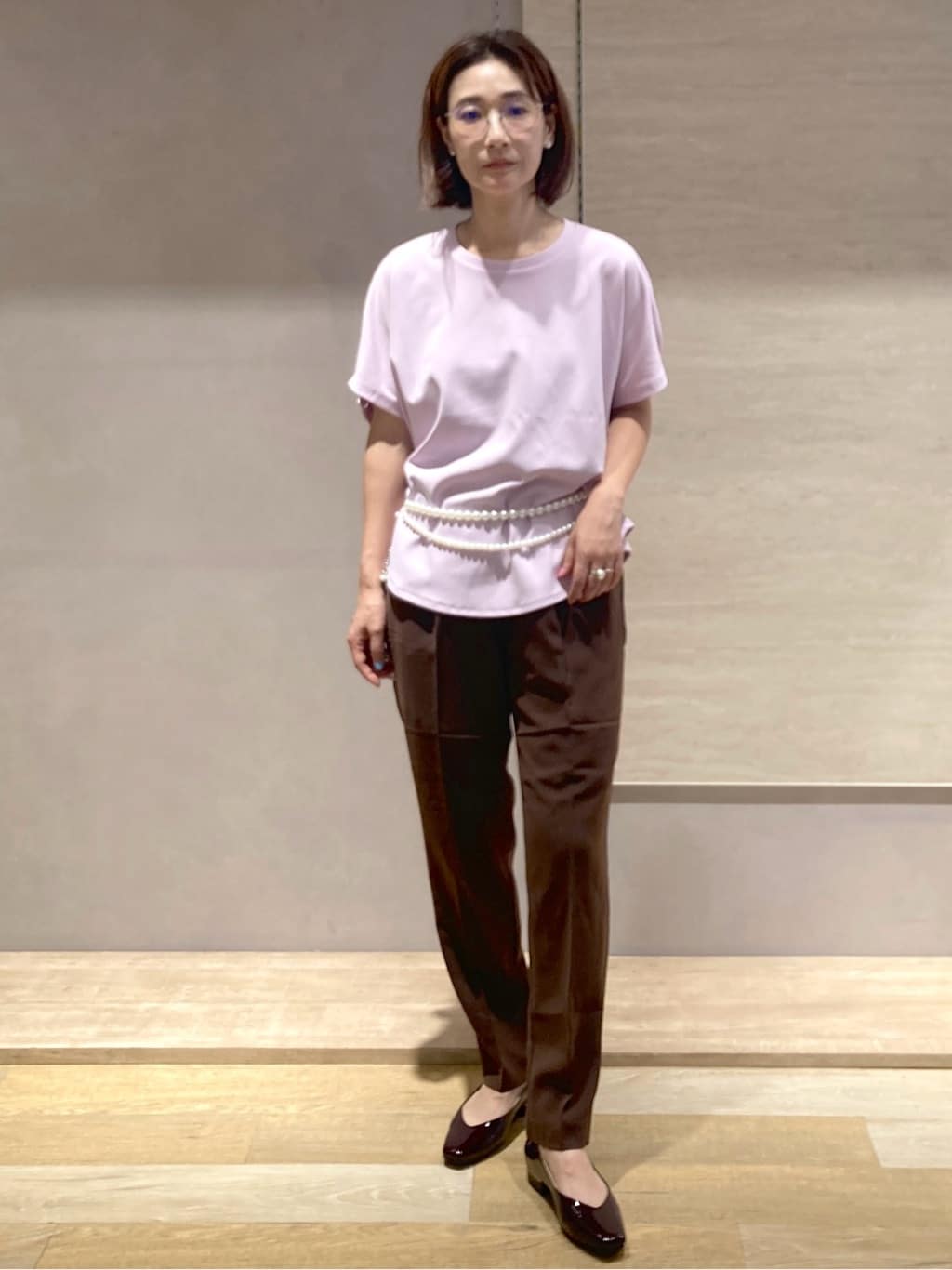 たけねぇさんの「OPAQUE.CLIP｜【マルチWAY】ネックレスにもなるパール調チェーンベルト」を使ったコーディネート
