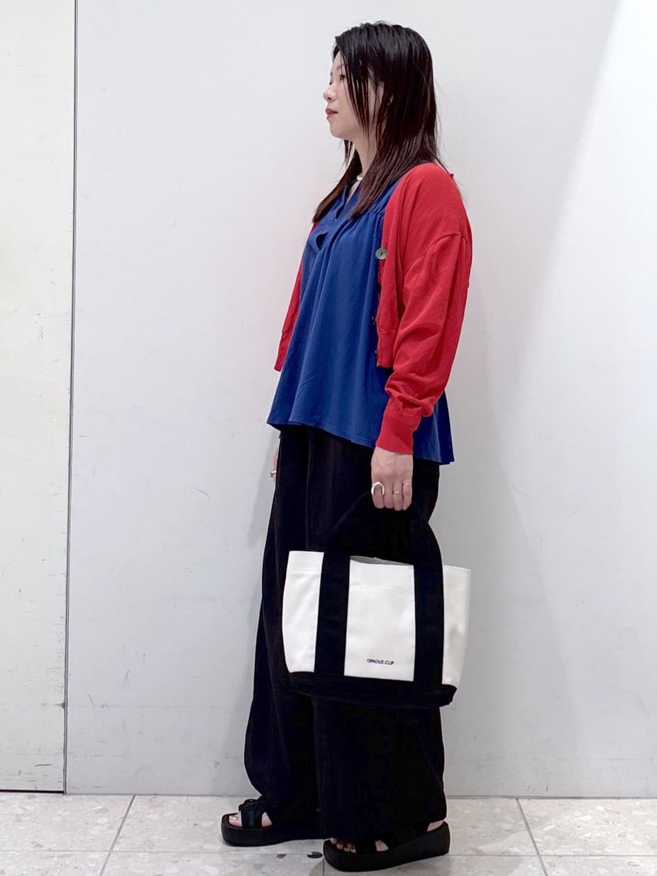 mameさんの「OPAQUE.CLIP｜スキッパーフレアカットソー【接触冷感／洗濯機洗い可】」を使ったコーディネート