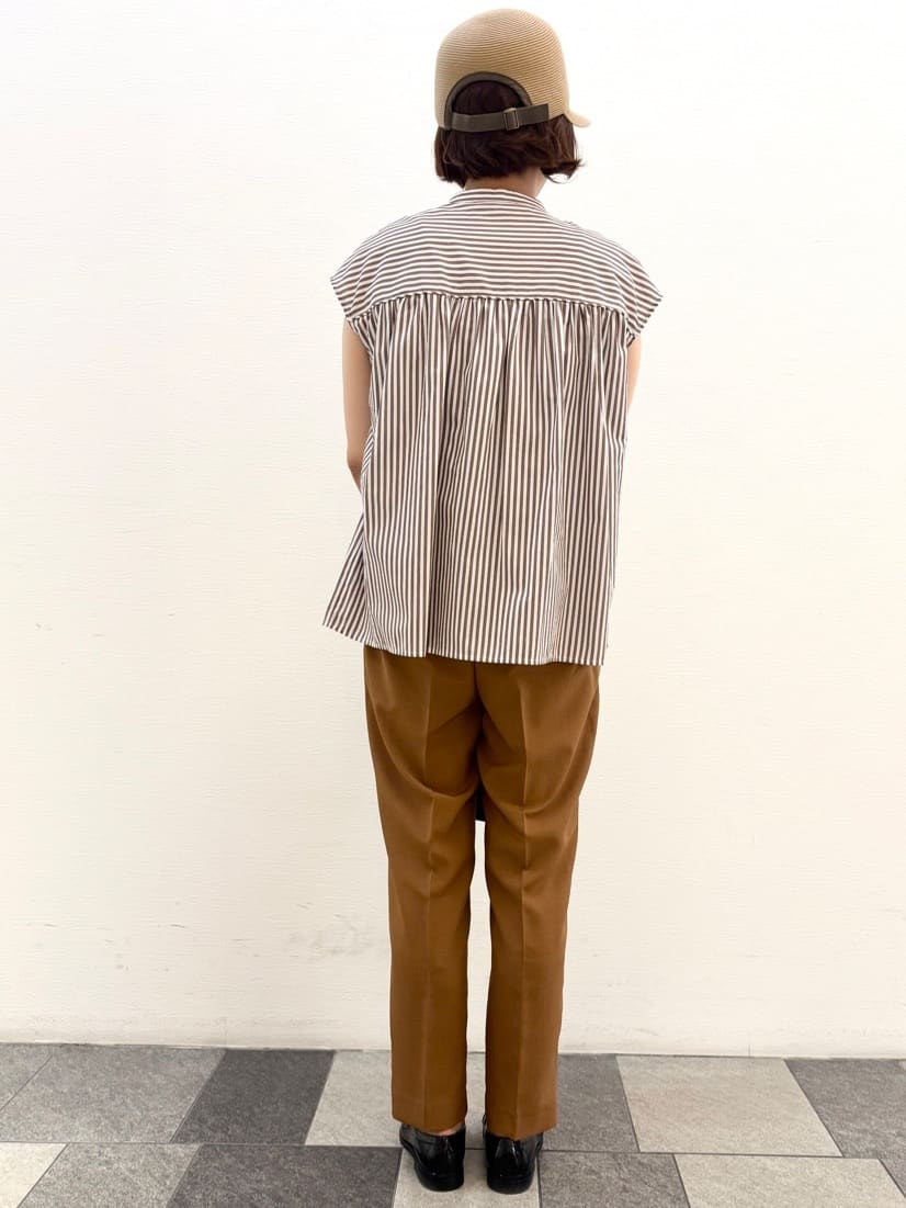 Haruさんの「Dessin｜【洗える】ストライプ柄ギャザーブラウス」を使ったコーディネート
