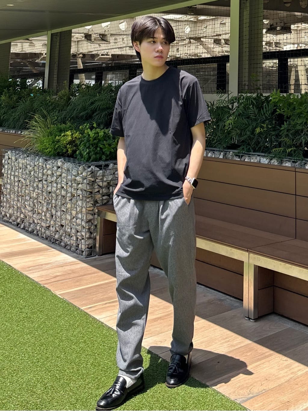 うらしーさんの「THE SHOP TK｜パーフェクテックリンクス半袖Tシャツ 【接触冷感／吸水速乾／UVカット／洗濯機OK】」を使ったコーディネート