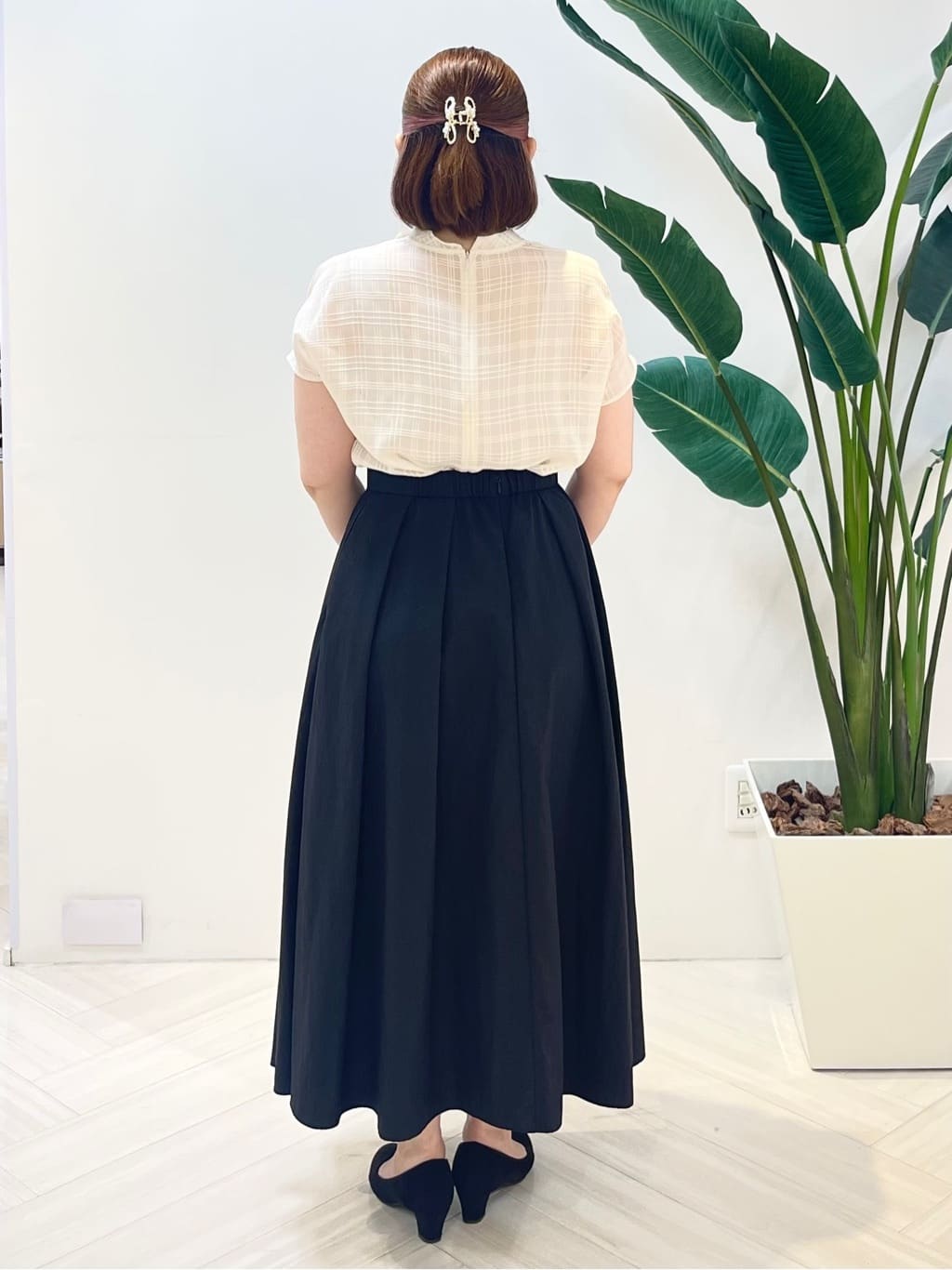 Tomoさんの「UNTITLED｜【シアー】チェックスタンドネックブラウス」を使ったコーディネート