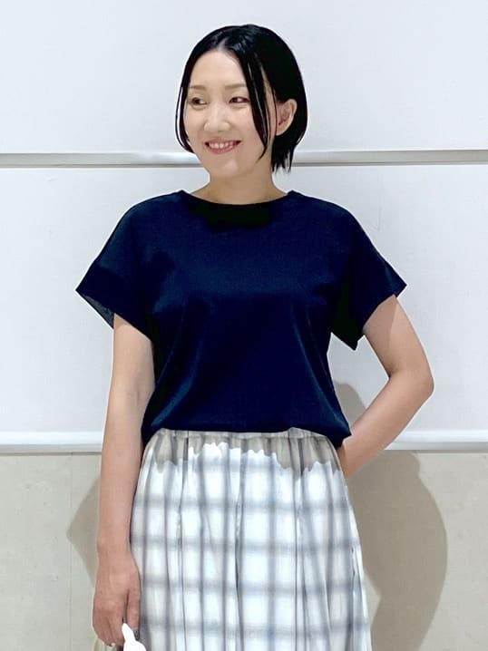 eriko さんの「Dessin｜【ウエストゴム・洗える】オンブレーチェック柄スカート」を使ったコーディネート